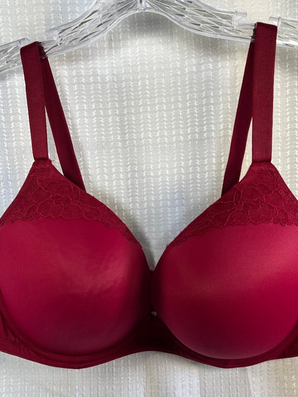 Secret Treasures Full Figure Lifting Plunge Bra Cranberry Red 40DD